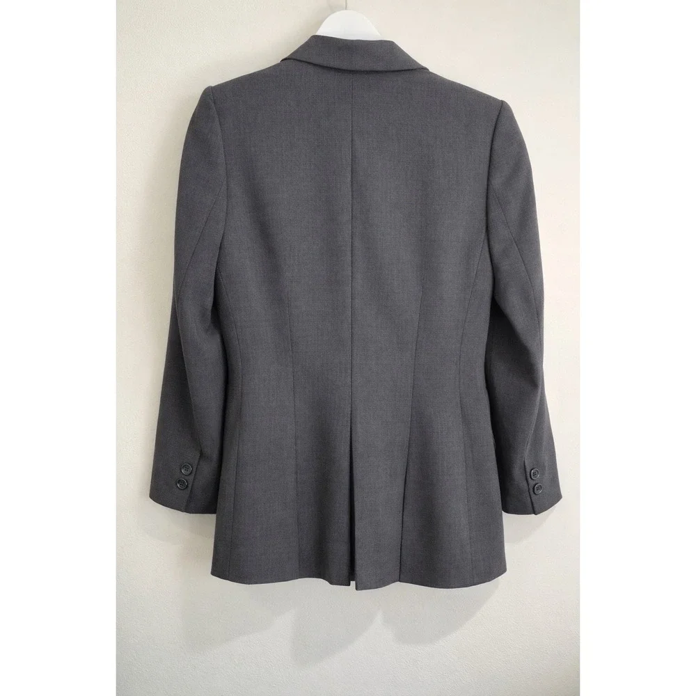 Rare 90s ESCADA by Margaretha Ley Grey Virgin Wool Blazer Made in Germany Sz 36